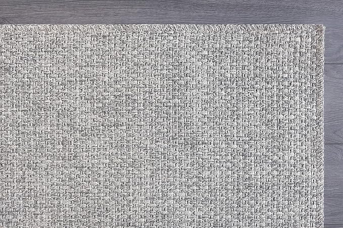 CAMILSON Easy Jute Rug 8x10, Indoor Outdoor Grey Color Area Rugs for Living Room Farmhouse Patio and Kitchen Rug, Solid Boho Woven Design, Easy-Cleaning, Washable Outside Carpet Alfombras (8 x 10)-Ruum Studio Home