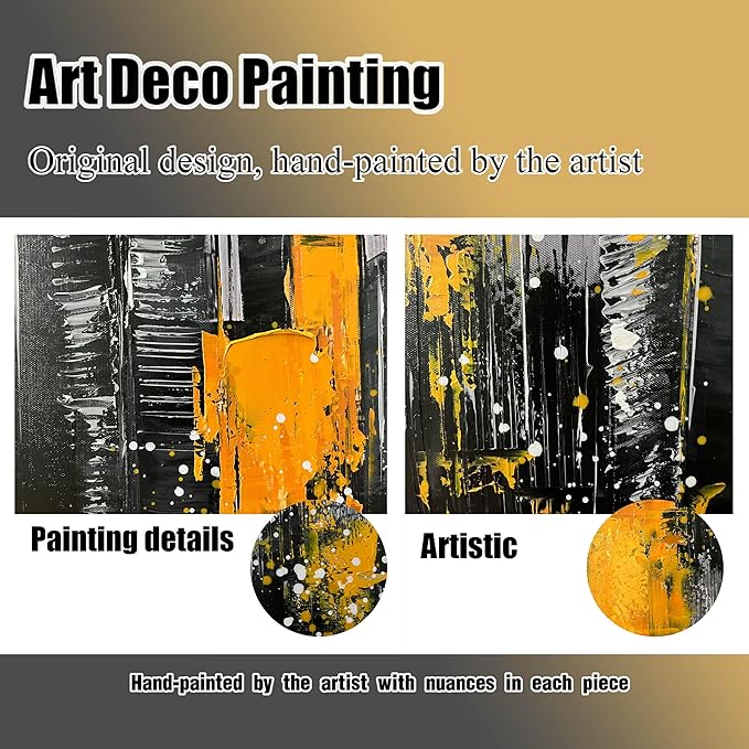 New York City Wall Art for Living Room - Hand Painted Canvas Wall Art for Office - Big Picture Frames for Wall Size 29" x 59"-Ruum Studio Home