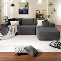 ovios 104" Cloud Sectional Couch with L-Shape Chaise,Modern Modular Sofa with Deep Seat, Upholstered Couches for Living Room Bedroom,No Assembly Required, Grey (Corduroy Fabric)-Ruum Studio Home