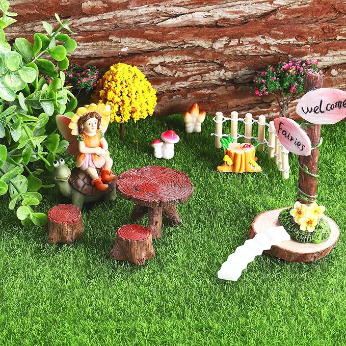 Elcoho 18 Pieces Fake Grass for Crafts Fairy Garden 6 x 6 Inches Artificial Garden Grass for Miniature Ornament Dollhouse DIY Decoration-Ruum Studio Home
