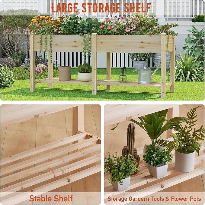 GHWIE Raised Garden Bed with Legs Elevated Wood Planter Box for Planting Vegetables Flowers Garden Patio Balcony Garden beds Outdoor with Liner-Ruum Studio Home