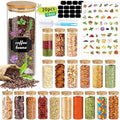 16 oz 20 pcs Glass Jars with Bamboo Lids, Stackable Clear Food Storage Jars, Airtight Kichen Glass Pantry Storage Containers with Lids for Rice, Candy, Sugar, Flour, Nuts, Cookie, Spice-Ruum Studio Home