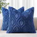 decorUhome Fall Throw Pillow Covers 26x26 Inch Set of 2, Soft Plush Decorative Faux Fur Dark Blue Solid Couch Pillow Covers, Accent Farmhouse Neutral Square Euro Pillow Cases for Sofa Bed Living Room-Ruum Studio Home