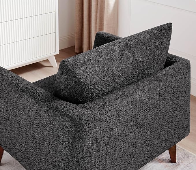 Oversized Accent Chair Modern Boucle Armchair for Living Room- 37" Wide Accent Chair with Solid Wood Legs, Dark Gray Upholstered Lounge Chair for Bedroom & Office, Cozy Reading Chair (Easy Assembly)-Ruum Studio Home