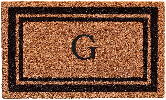 Calloway Mills 152963672G Black Border 36" x 72" Monogram Doormat Letter (G)-Ruum Studio Home