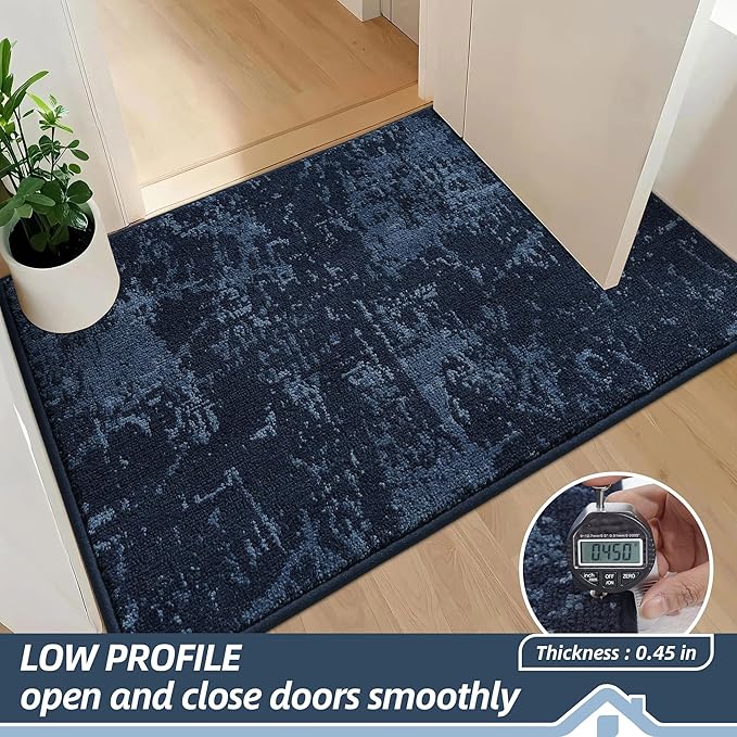 BEQHAUSE Dirt Trapper Door Mat 32"x48" Non-Slip Door Mats Washable Entryway Rugs Stain Resistant Doormat Absorbent Welcome Floor Mat for Front Back Door, Muddy Wet Shoes & Paws,Blue-Ruum Studio Home
