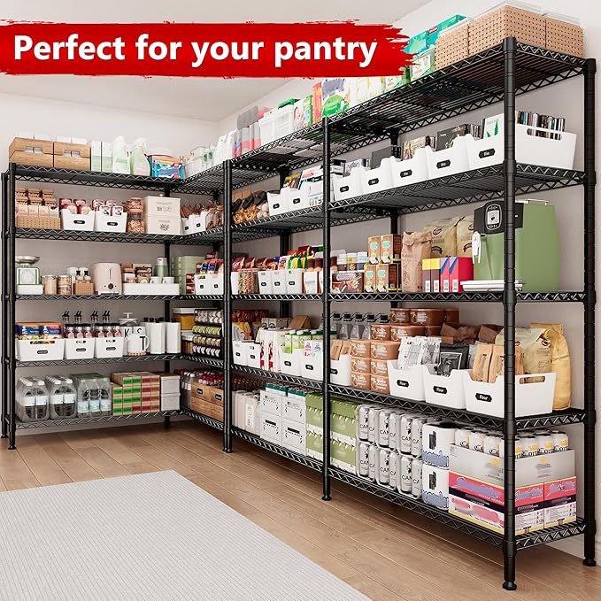 REIBII 70"W Storage Shelves Load 1600LBS, Metal Shelving 5-tier Wire Shelving Unit Metal Shelves for Storage Adjustable Garage Shelving for Pantry Kitchen Garage Commercial school 70"W*15.8"D*72.4"H-Ruum Studio Home