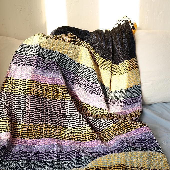 Soft Chenille Yarn Throw 36"x48", Handmade Knit Throw Blanket, for use in All Seasons, Soft Cozy Warm Knitted Blanket for Bed Sofa, Couch Chair, Living Room(1.76Ib)-Ruum Studio Home