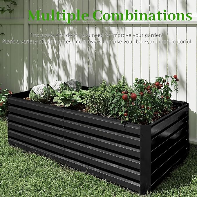 6x3x2 ft Raised Garden Bed, Large Metal Planter Raised Beds, Planters for Outdoor Plants for Vegetables, Flowers, Herbs, Fruits, and Succulents.(4 Pcs)-Ruum Studio Home