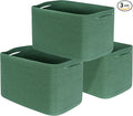 MINTWOOD Design 3-Pack Decorative Woven Storage Baskets for Shelves, Cube Bin Box for Organizing Books, Shoes, Dog Toys, Pantry Closet and Living Room Organizer, Forest Green-Ruum Studio Home