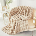 RYNGHIPY Faux Fur Blanket Fluffy Warm Throw Blanket for Sofa Couch Decorative Bed Blanket for Bedroom Living Room Bubble Blanket (Camel, 63''x79'')-Ruum Studio Home