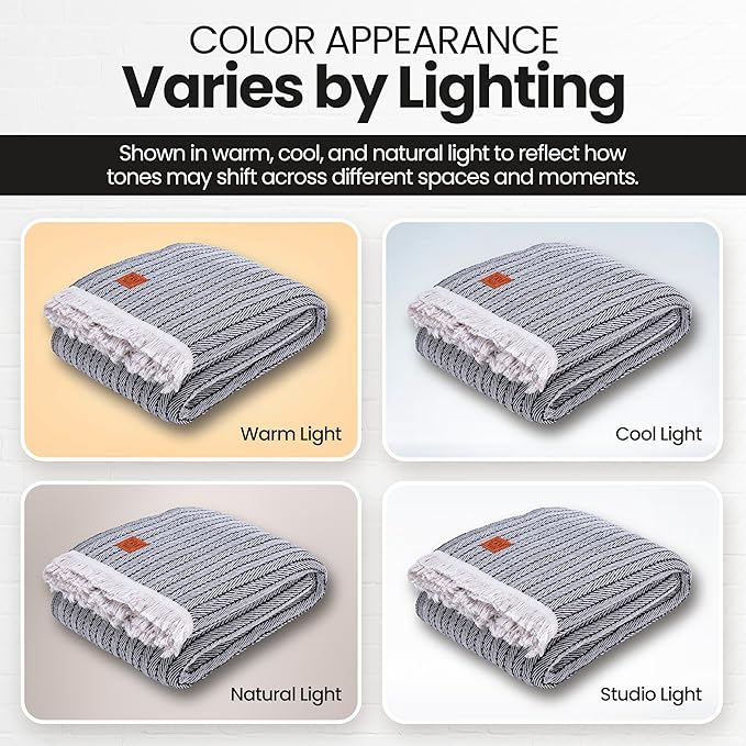 Gold Case Throw Blanket for Bed – 100% Recycled Turkish Cotton Bed Blanket – Decorative Throw Cotton Blankets for Living Room & Bedroom – Vintage Black Woven Queen Blankets – 90x90-Ruum Studio Home