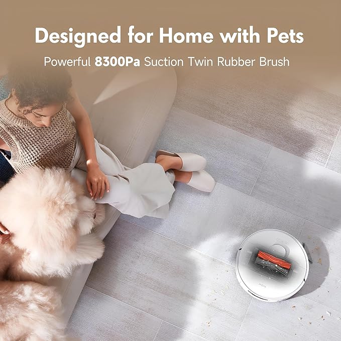 Mova S20 Ultra Robot Vacuum and Mop Combo with Dual Roller Brush, 8300Pa Suction, 140℉ Hot Water Mop Self-Washing & Drying, Mop Auto-Lift for Carpet, Self-Empty, Self-Refilling, Voice & App Control-Ruum Studio Home