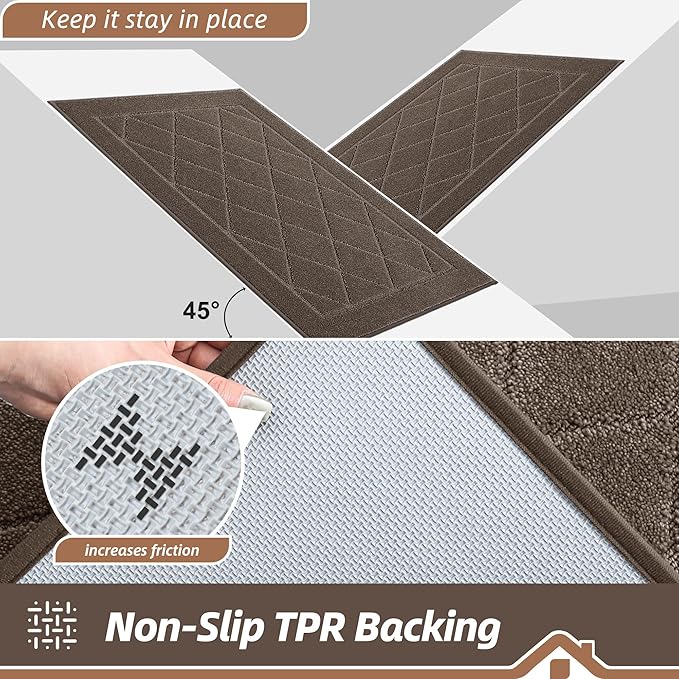 BEQHAUSE Dirt Trapper Door Mat 24" x 60", Doormat Non-Slip Entryway Rugs Washable, Dog Door Mat Stain Resistant and Absorbent Welcome Floor Mat for Front Back Door, Muddy Wet Shoes & Paws, Light Brown-Ruum Studio Home