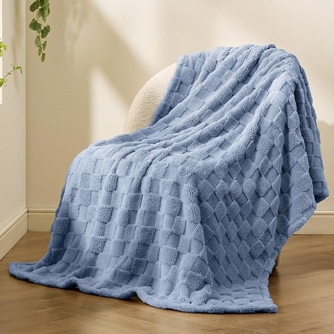 Bedsure GentleSoft Ashley Blue Throw Blanket for Couch - Super Soft Cozy Blankets Gifts for Women Men Girls, Cute Small Fleece Throws for Bedroom Home Decor, 50x70 Inches-Ruum Studio Home