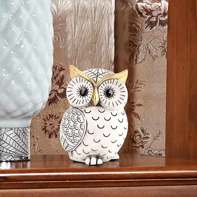 Owl Statue for Home Decor Accents,Owl Decor for Bookshelf Bedroom Living Room Office Table Desk Mantle TV Stand Boho Decoration,Modern Shelf Decor Accents Animal Sculptures for Birds Lovers,Owls Gift-Ruum Studio Home