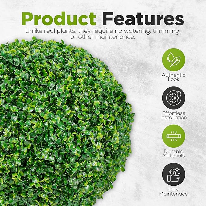 DRAY Premium 20.87" Faux Boxwood Balls – Set of 2 Artificial Topiary Spheres for Outdoor & Indoor Use – Realistic, UV-Resistant, Weatherproof Decorative Greenery – Check Measurements-Ruum Studio Home