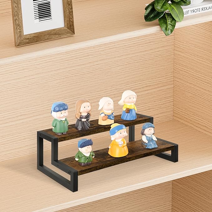YINMIT Tiered Display Stand Riser Shelf, Wooden Spice Rack Organizer for Countertop, 2 Tier Kitchen Counter Shelf-Ruum Studio Home