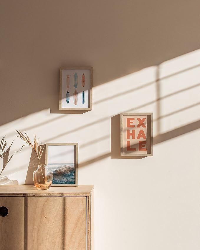 HAUS AND HUES Beige Wood Picture Frames 5x7 - Set of 3 for Gallery Wall, Collage Wall Decor, Photo Frames (Beige Oak)-Ruum Studio Home
