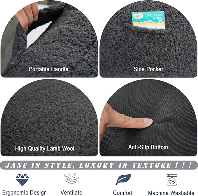 Giant Bean Bag Chair, Lambswool Bean Bag Chair for Adults, Soft Bean Bag High-Density Foam Filled, Grey Comfortable Been Bag for Bedroom, Playroom.-Ruum Studio Home
