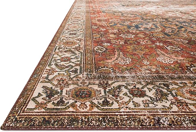 Loloi Layla Collection LAY-05 Ocean/Multi 3'-6" x 5'-6" .13" Thick Accent Rug, Soft, Durable, Vintage Inspired, Distressed, Low Pile, Non-Shedding, Easy Clean, Printed, Living Room Rug-Ruum Studio Home