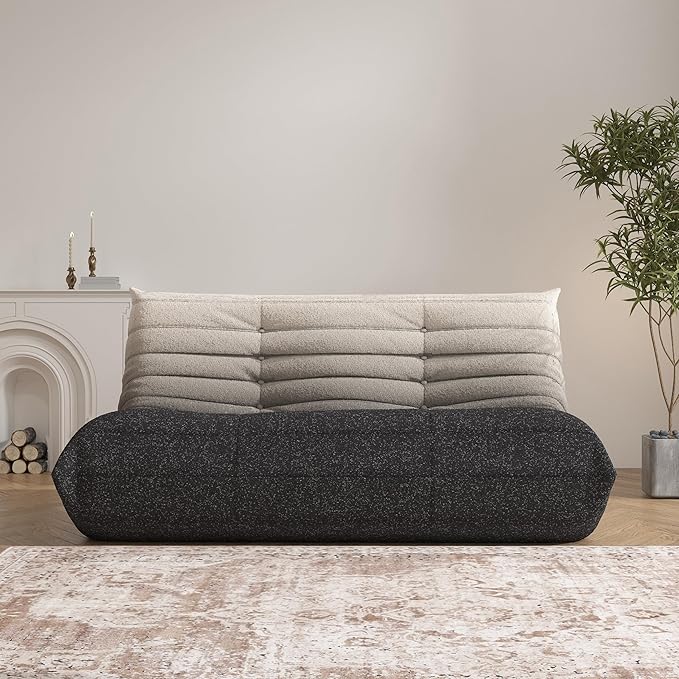 Bean Bag Chair, Loveseat Fireside Chair Bean Bag Sofa Large Bean Bag Chair for Adults, 2 Seater Bean Bag Chairs for Teens with High Density Comfortable Foam, Bean Bag for Living Room (Black&White)-Ruum Studio Home