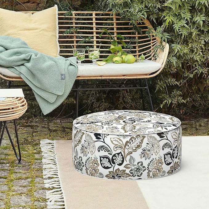 LVTXIII Inflatable Stool Ottoman Footrest with Handle, Decorative Fade-Resistant Foot Stool, Indoor or Outdoor Pouf for Home Garden and Camping Use, 21x21x9, Dailey Tan-Ruum Studio Home