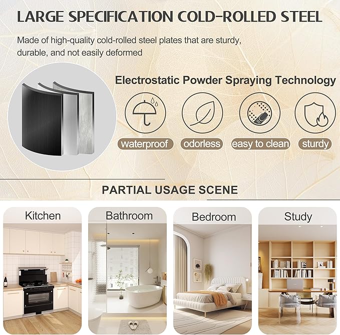 75.2" Tall Storage Cabinet, Pantry Storage Cabinets with 2 Door and 5 Adjustable Shelves, Black Kitchen Food Cabinet, Metal Utility Cabinets for Kitchen, Dinning Room, Laundry Room-Ruum Studio Home