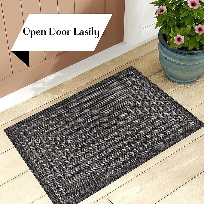 Adiva Rugs Outdoor Indoor Area Rug, Weather Resistant, Easy to Clean, Stain Resistant Floor Mat for Dining Room, Backyard, Deck, Patio (Pebble Weiss, 2'6" x 7')-Ruum Studio Home