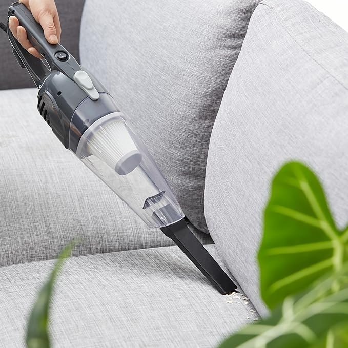 Amazon Basics 2-in-1 Corded Stick Vacuum Cleaner, Convertible to Handheld, Lightweight (3.9 LBS), with Washable HEPA Filter, Crevice Tools, 0.5L Dust Cup, 19.7-Ft Cord, 300W, Black-Ruum Studio Home