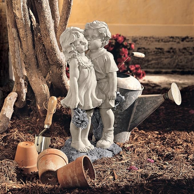 Young Sweethearts: Kissing Children Garden Statue-Ruum Studio Home