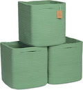 NaturalCozy Storage Cubes 11 Inch Cotton Rope Woven Baskets for Organizing, 3-Pack | Cube Storage Bin | Square Storage Baskets for Shelves Organizer, Classroom, Kids Toy Bins, Closet, Baby Nursery-Ruum Studio Home