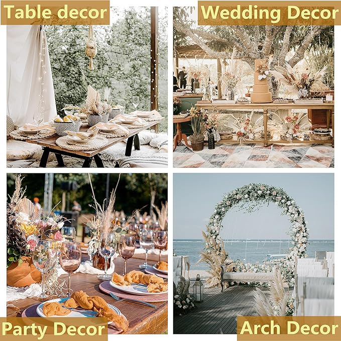 Dried Pampas Grass Decor, 120 PCS Pampas Grass with Bunny Tails Dried Flowers, Reed Grass Bouquet for Wedding, Boho Flowers, Home Table Decor, Rustic Farmhouse Party (White and Brown)-Ruum Studio Home