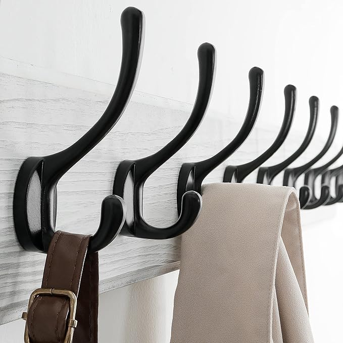 SKOLOO Farmhouse Style Large Wall Mounted Coat Rack-38.6'' Long, Pine Solid Wood Coat Hook Hanger - 10 Hooks for Hanging Clothes Robes Towels Coats-Ruum Studio Home