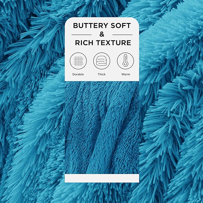Bedsure GentleSoft Fluffy Bright Blue Throw Blanket Gifts for Women, Men, Soft Fleece Cozy Fuzzy Sherpa Plush Warm Minky Thick Faux Fur Throws for Couch, Blue Decor House Blanket Gifts for Her, 50x60-Ruum Studio Home