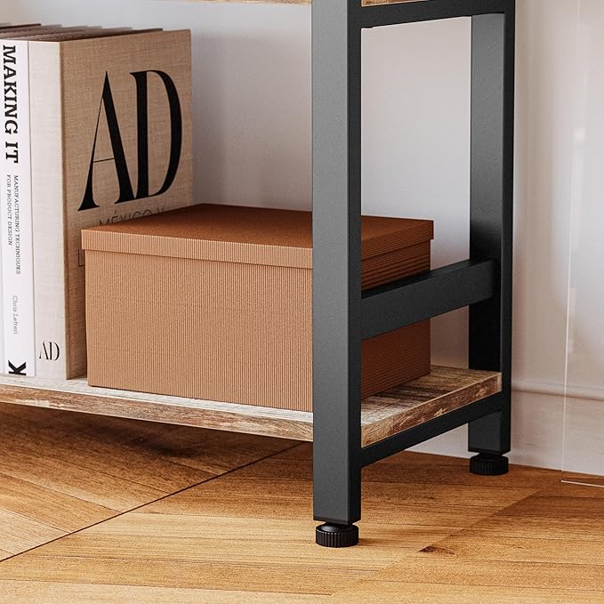 IRONCK Bookshelves and Bookcases, 31.5in Wide Shelf 5-Tier Ladder Shelf 110lbs/shelf Vintage Industrial Style Bookcase for Bedroom Living Room Home, Rustics Brown-Ruum Studio Home