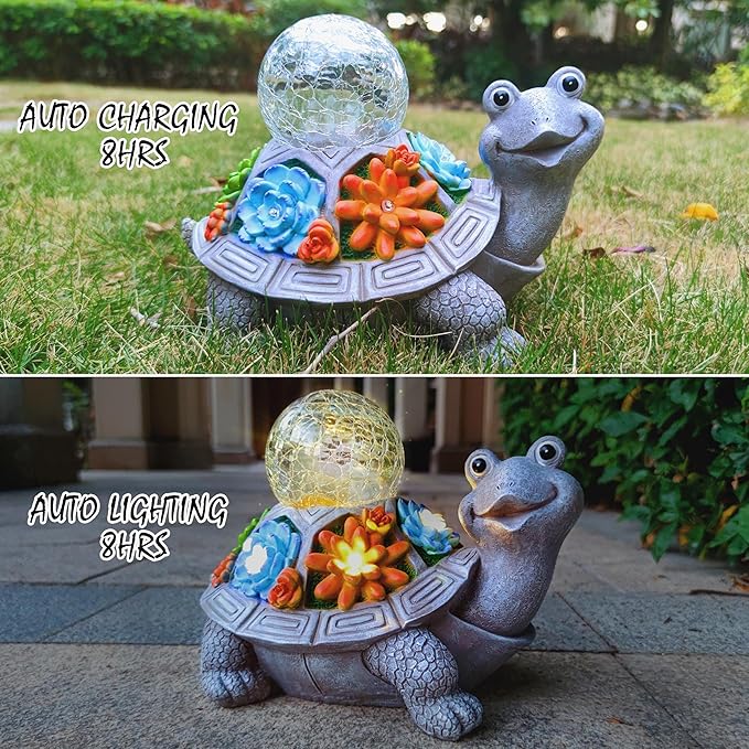 JOYBEE Solar Turtle Garden Statue Outdoor Decor-Turtle Solar Figurines Lights Decorations for Patio Yard Lawn Ornaments-Turtle Gifts for Birthday Easter Housewarming(Color)-Ruum Studio Home