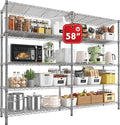 REIBII 58" W 5 Tier Heavy Duty Wire Shelving Unit with Adjustable Shelves - 1400LB Metal, Chrome - 58" W x 59" H x 13.8" D - Garage, Pantry, Kitchen-Ruum Studio Home
