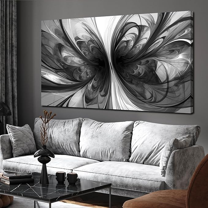 Large Abstract Canvas Wall Art Living Room Black Art Wall Decor for Office Teenage Boy Room Decor 29 x 59 Inch-Ruum Studio Home