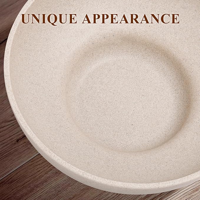 Large Decorative Bowl, Modern Handicraft Resin Bowls for Home Decor, Decorative Fruit Bowl for Kitchen Counter, Stylish Key Bowl for Entry Table, Artificial Stone Resin Beige-Ruum Studio Home