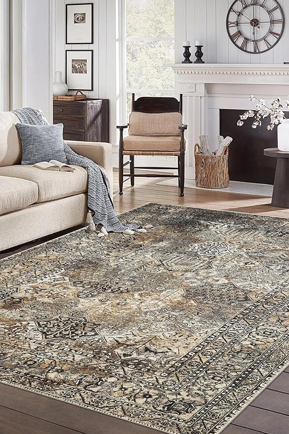 Keen Home Design 9x12 Rug - Machine Washable Area Rug with Non-Slip Backing, Ideal for Living Room, Dining Room, Bedroom - Vintage, Easy Clean, Durable, Low Pile Rug - (9' x 12')-Ruum Studio Home