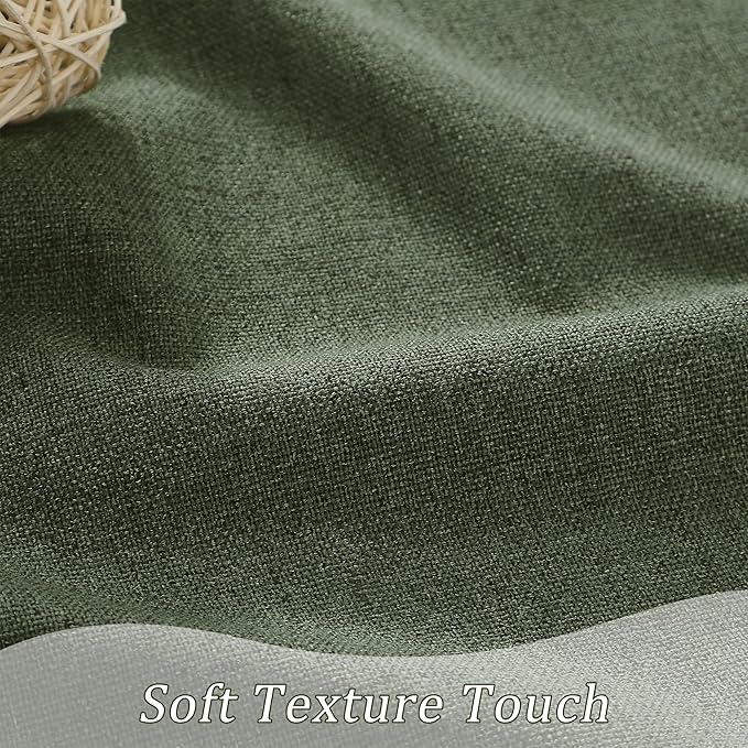 RAIN CITY 2 PCs Olive Green Linen Blackout Curtains 84 Inch Long for Living Room,Pinch Pleated Drape with Hooks Back Tab Boho Decor, Olive Forest Loden Full Black Out Curtains for Bedroom-Ruum Studio Home