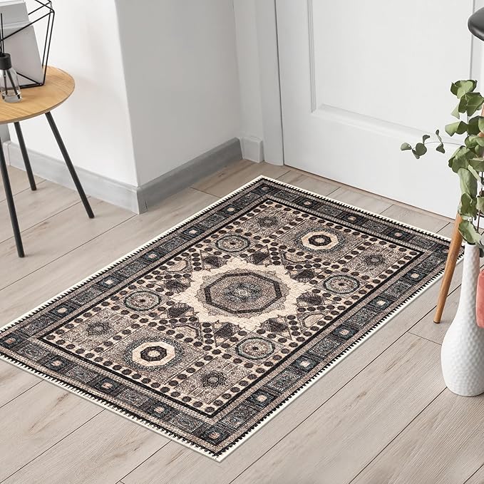 Keen Home Design 2x3 Rug - Machine Washable Entry Rug with Non-Slip Backing, Ideal for Enteryway, Kitchen, Bathroom, Laundry Room - Vintage, Easy Clean, Durable, Low Pile Rug - (2' x 3')-Ruum Studio Home