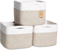 NaturalCozy Storage Cubes 9”x9”x7”Cotton Rope Woven Baskets for Organizing 3-Pack | 9 Inch Cube Storage Bin | Small Basket for Shelf Nursery, Pantry, Decorative Plant, Bathroom Closet, Toy Gift-Ruum Studio Home