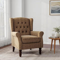 Accent Chair, Upholstered Armchair with Button Tufted High Back & Solid Wood Legs, Comfy Wingback Reading Single Sofa Chair for Small Spaces, Living Room, Bedroom (Brown, Set of 1)-Ruum Studio Home
