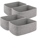 4 Pack Small Storage Shelf Baskets for Organizing, Mini Woven Rope Storage Bins for Towels, Cute Decorative Closet Organizer，Baby Nursery, Gift Empty Baskets -11.81''Lx7.87''Wx4.72''H-Grey-Ruum Studio Home