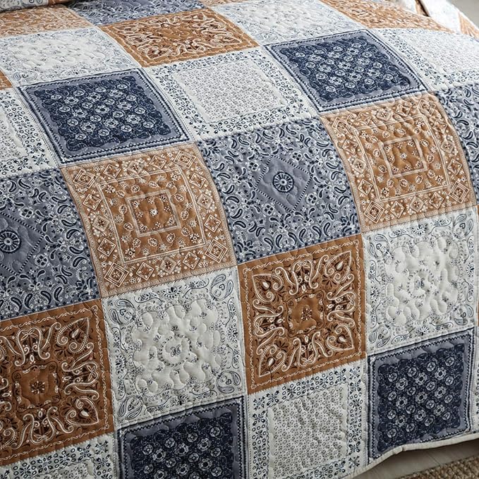 NEWLAKE Quilt Bedspread Sets-Color Block Pattern Reversible Coverlet Set,King Size-Ruum Studio Home