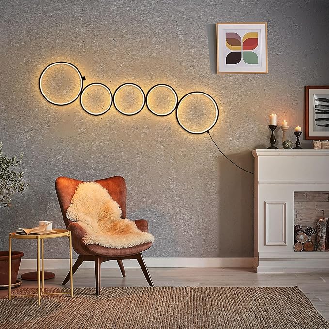 NUÜR 43.3" Modern Floor Lamp, LED Floor Lamp for Living Room, Dimmable, Circle Standing Lamp, Energy-Saving, Unique Lamp for Bedroom, Office, Home-Ruum Studio Home