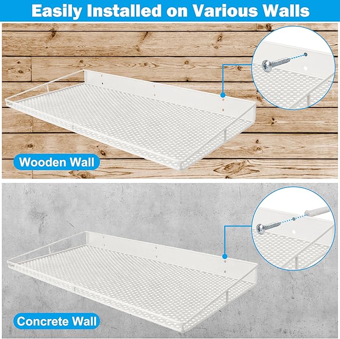 RedCall Heavy-Duty Wall Shelf, 2 Pack Garage Shelf, 23.5" x 12" Large Wall Mounted Shelves for Garage, Laundry Room, Closet, Holds Up to 75 Lbs-Ruum Studio Home
