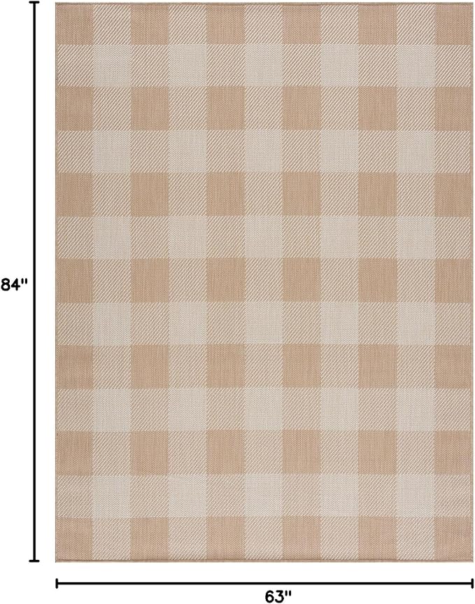 CAMILSON Outdoor Rug - Modern Area Rugs for Indoor and Outdoor Patios, Kitchen and Hallway mats - Easy Cleaning Non Shedding Washable Outside Carpet (8x10, Buffalo - Beige/White)-Ruum Studio Home